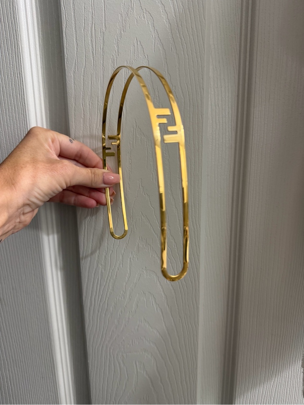Fendi Gold U-Shaped Medal Headband with Gold Finish - Picture 2 of 5
